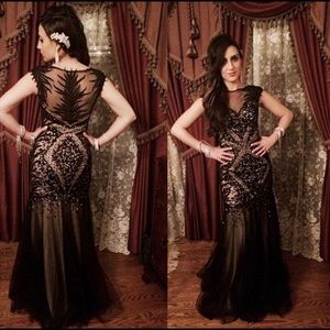 BLACK BEADED LONG DRESS!
